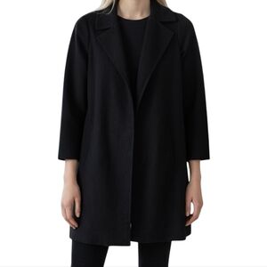 Zara Suede-Feel Open Front Trench Coat - Black, XS